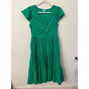 Draper James Lainey midi cotton Dobby green dress womens size 6